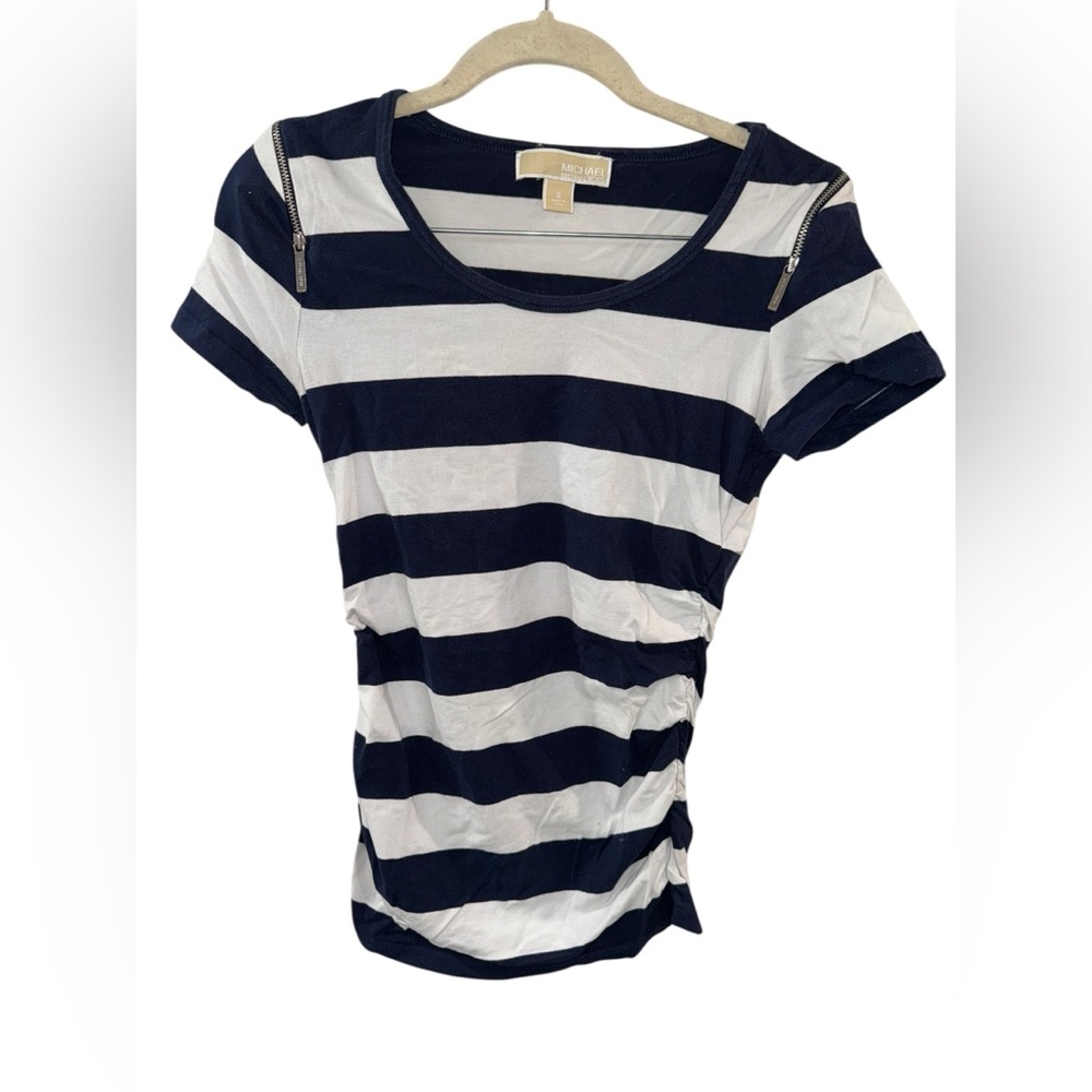 MICHAEL Michael Kors Navy and‎ White Striped Tee